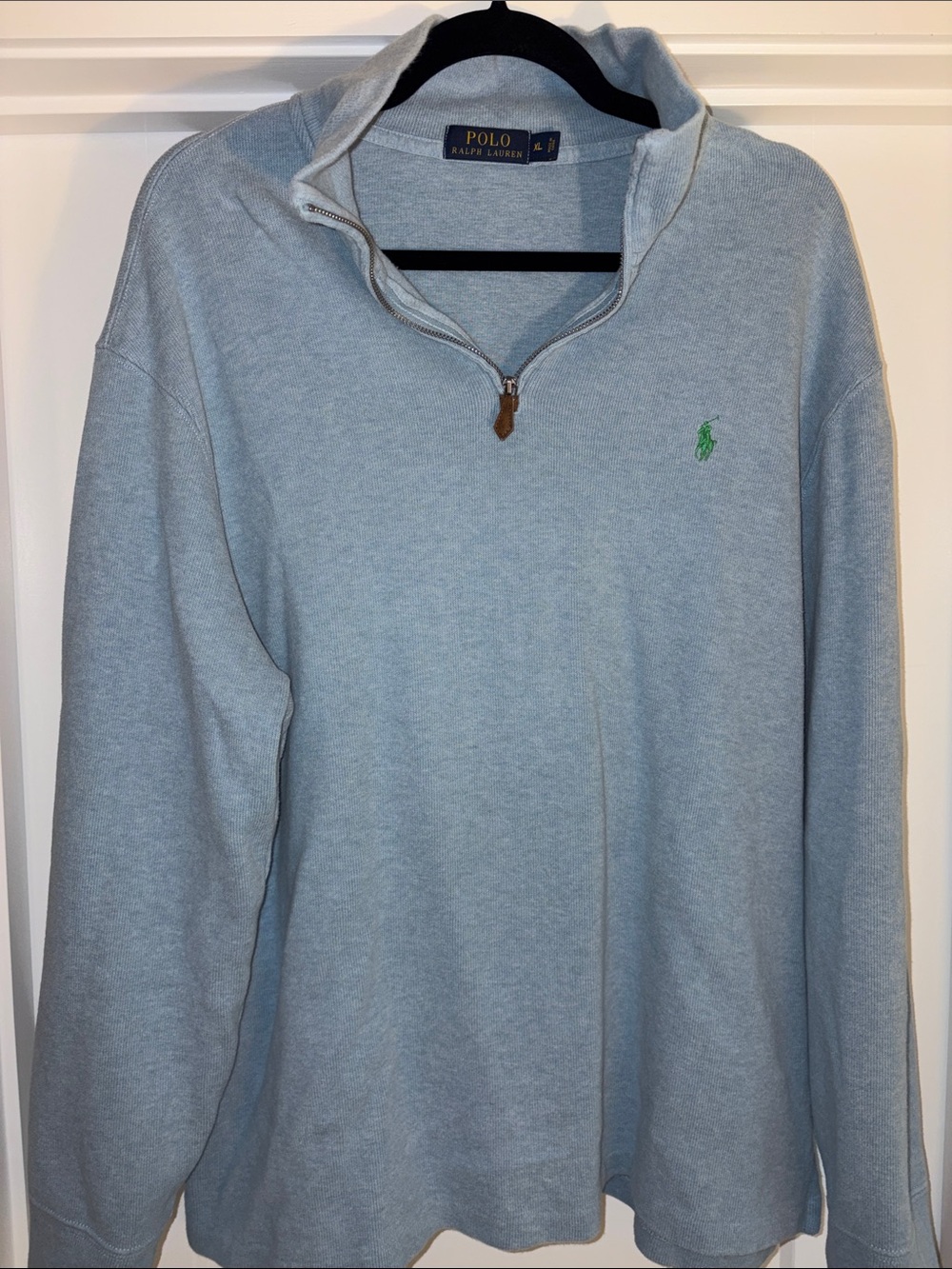 Polo by Ralph Lauren Light Blue Quarter-Zip Sweatshirt with Green Pony